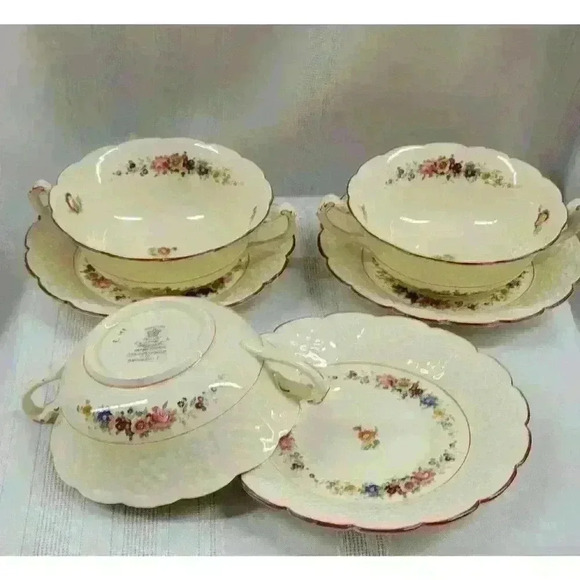 Set of 3-Coalport-S. Brookdale-Cream Soup Sets - Picture 2 of 5